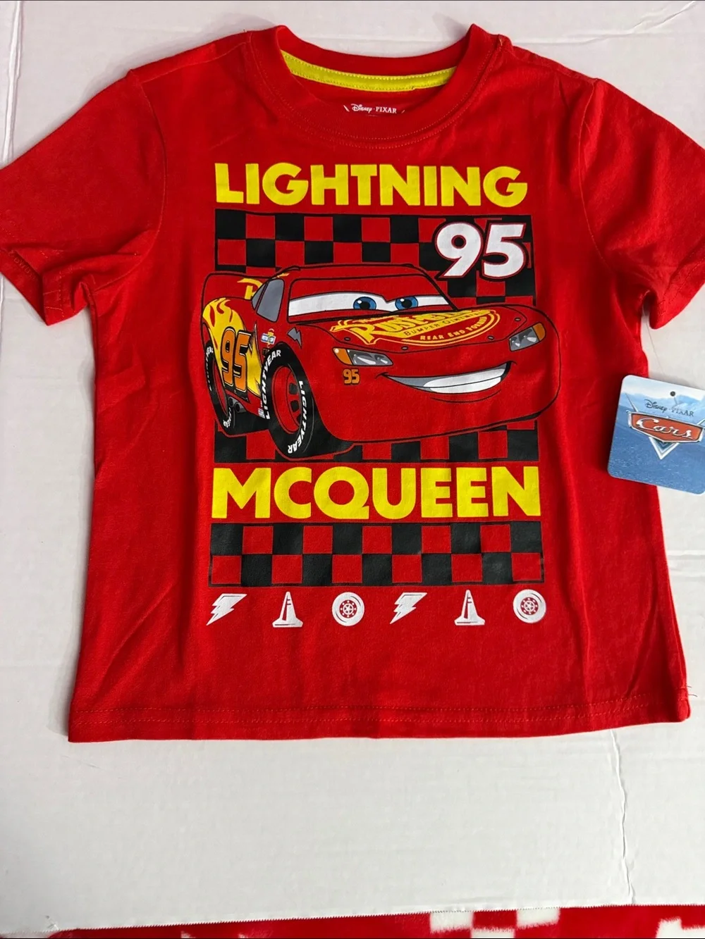 Disney Lightning McQueen Red and Yellow Graphic Tee